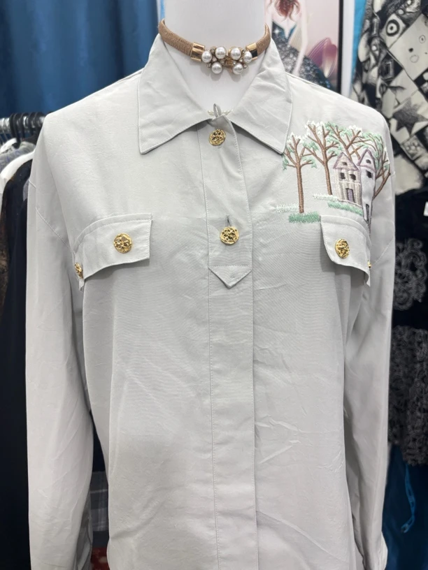 日制古着百搭立领时尚长袖女士上衣