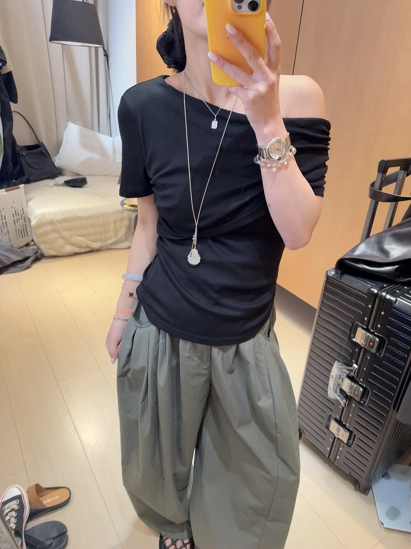 Az LongQuan 生日露肩tee 2025夏季设计师时尚新款 hp42736