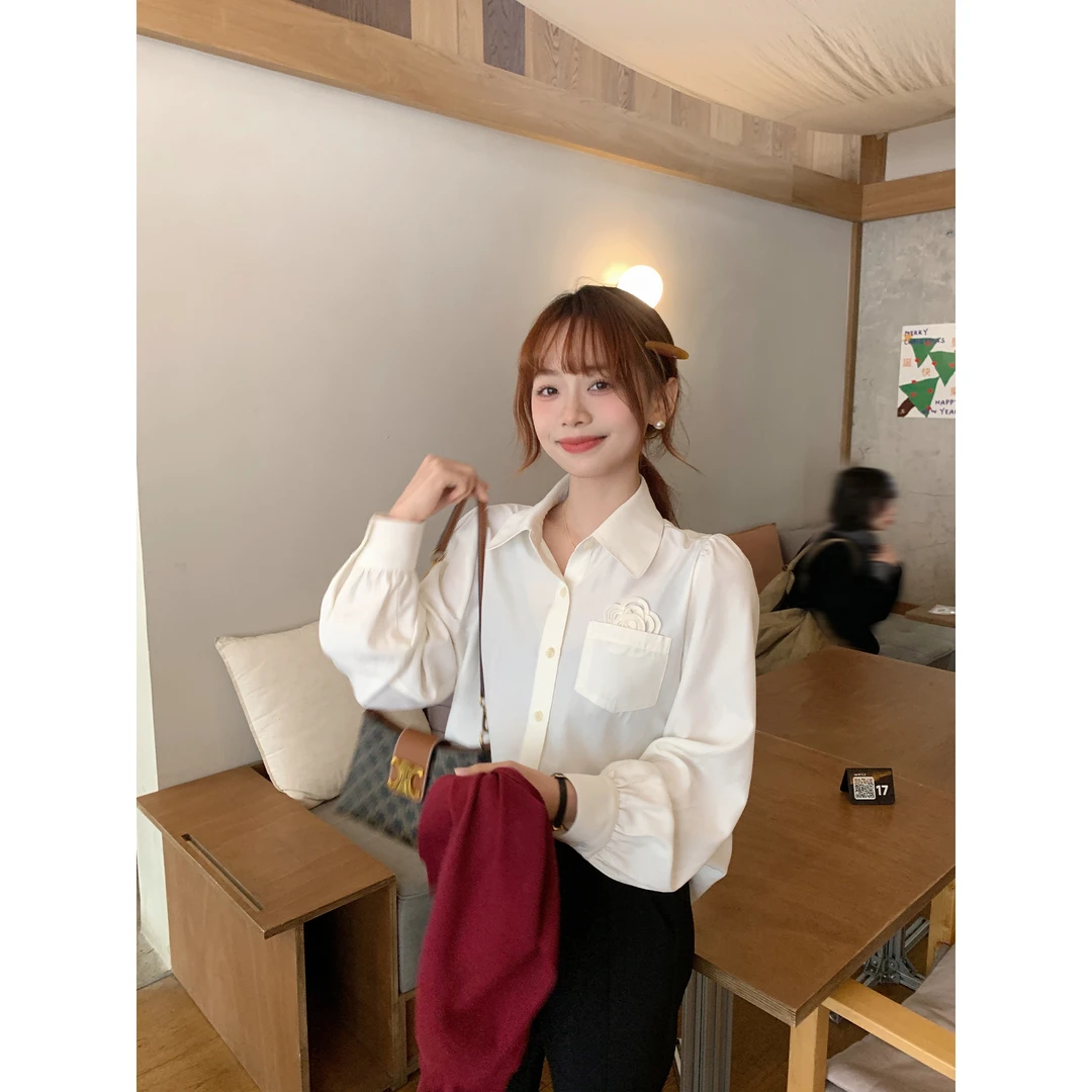 【福利清仓NO退NO换】小个子春季气质白色时尚春游衬衣女衬衫