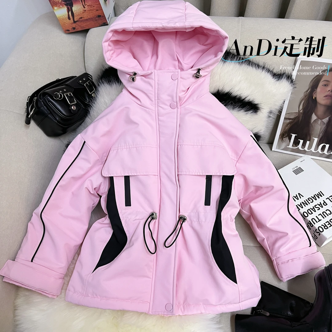 〖ANDI〗订制女童秋冬款中大童韩版重工设计收腰加厚连帽外套3122
