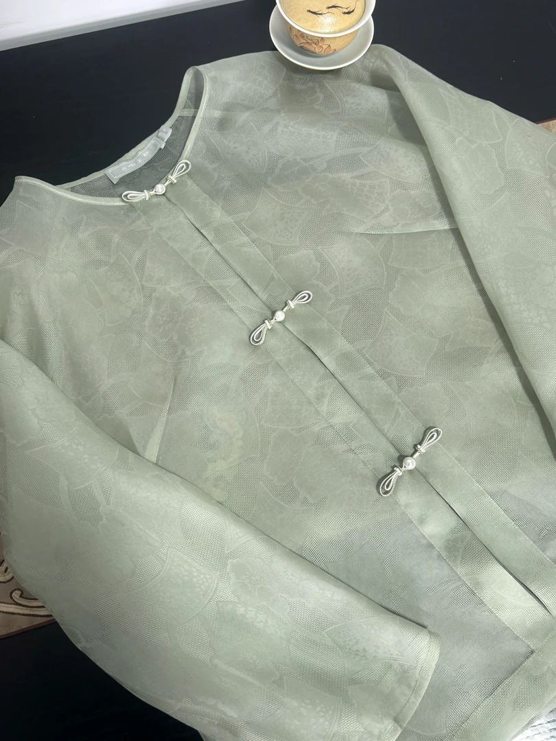 【小憩 】桑蚕丝新中式中国风上衣对襟薄款日常外套