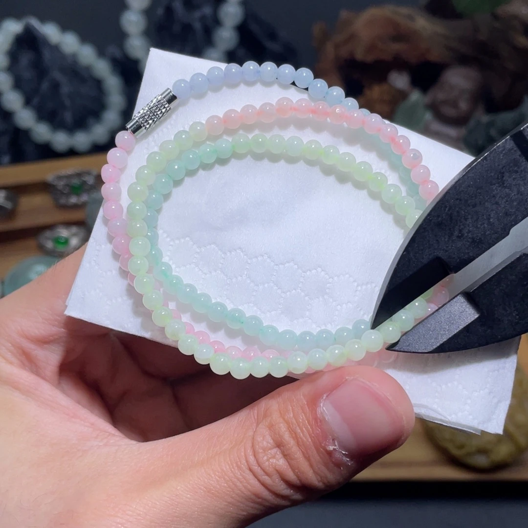 定制翡翠未镶嵌长串绳子色