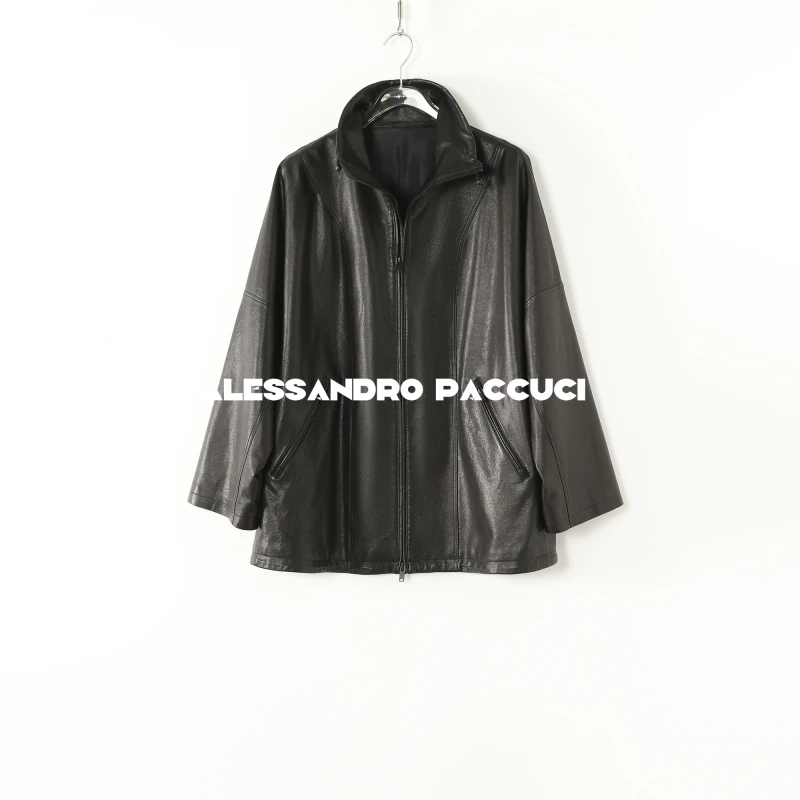 AP洛哥54026PY【黑标系列】土耳其进口羔羊皮植鞣立领时尚休闲皮衣