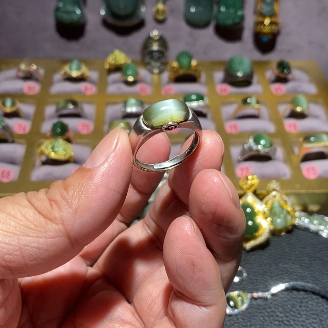 *****和田玉（碧玉）银S925镶嵌戒指