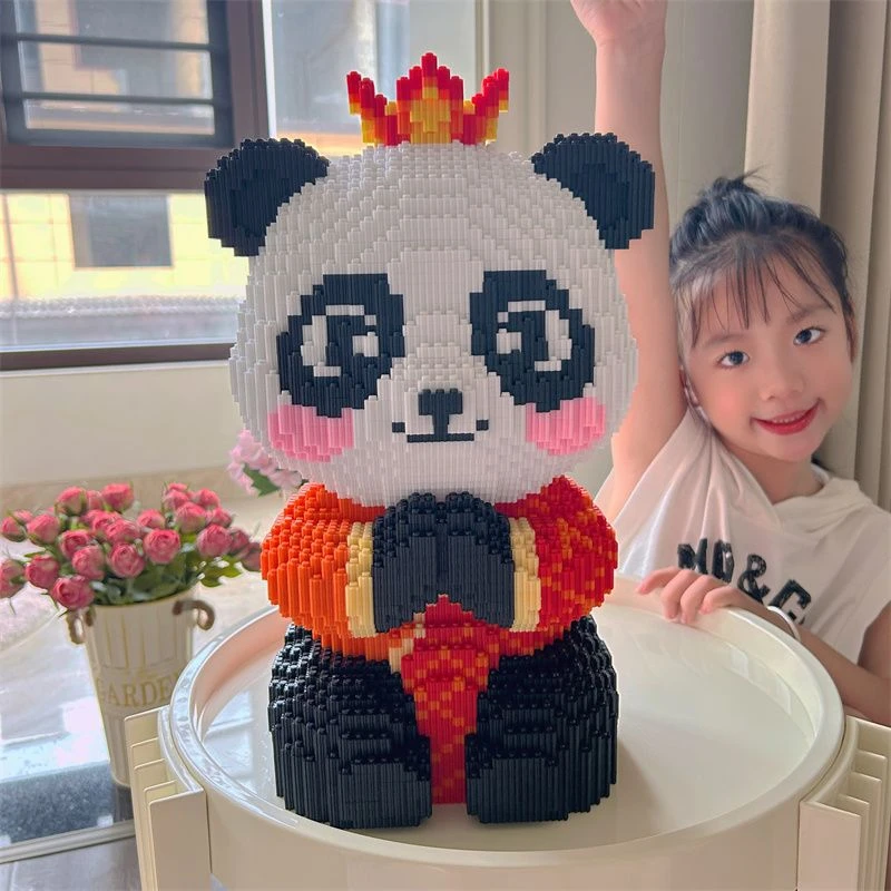 2025新款袈裟熊猫兼容乐高积木儿童拼装玩具立体拼图摆件女孩礼物