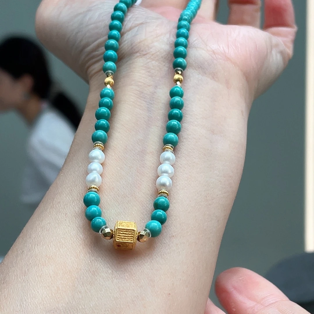 绿松石18K金镶嵌颈饰