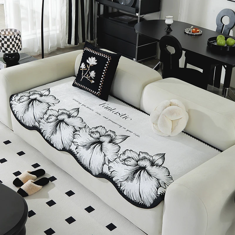 山茶花家居布艺沙发垫皮沙发套盖布网红轻奢防水简约防滑防猫抓