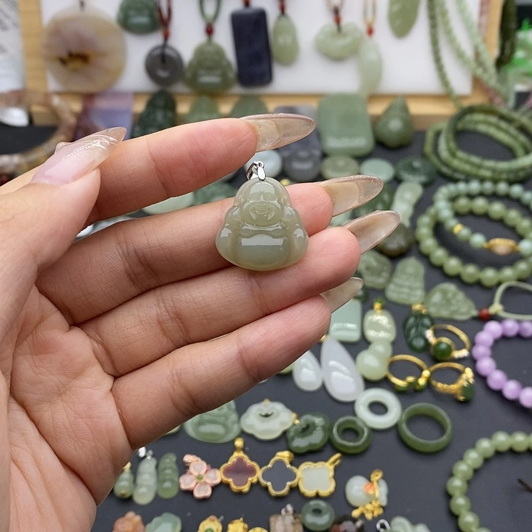 和田玉吊坠(不含链)银S925镶嵌