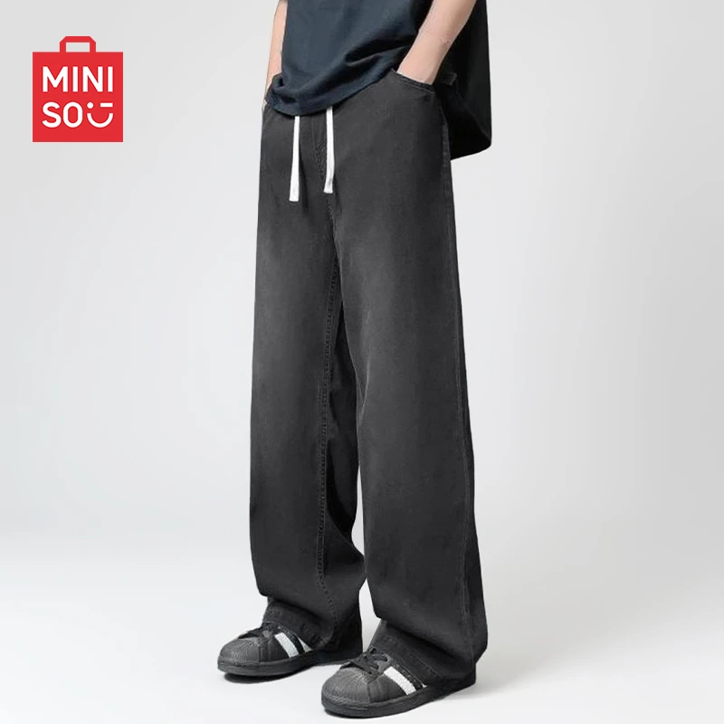 MINISO名创优品牛仔裤子男士早秋美式vibe休闲裤易打理黑色直筒裤