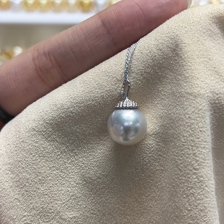吊坠(不含链)银S925镶嵌海水珍珠11-12m 158号