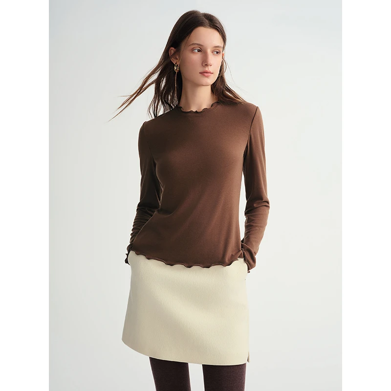独束大码女装【绵绵衫】自发热木耳边亲肤打底衫25DS84380/84428