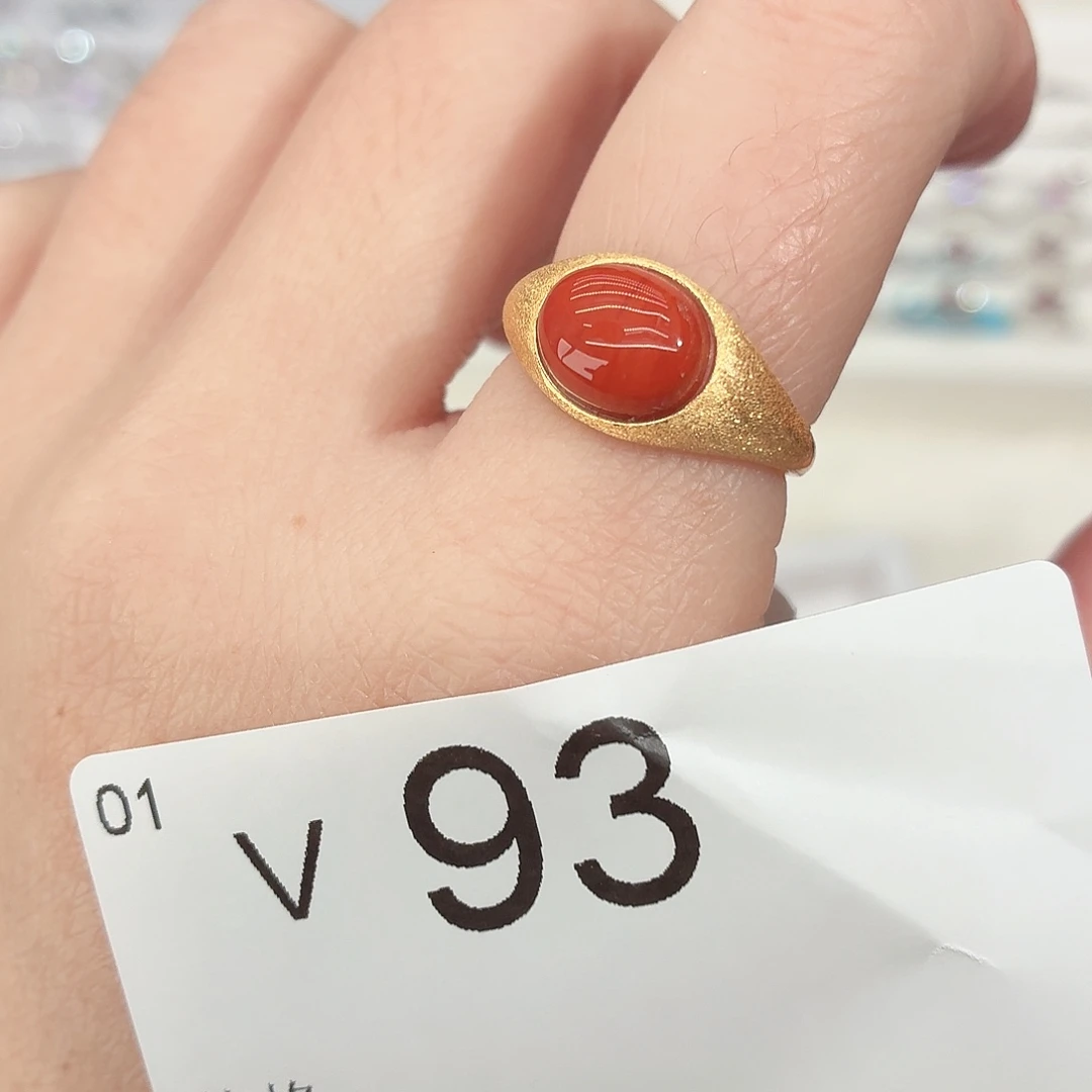 南红玛瑙银S925镶嵌戒指