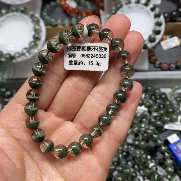 水晶未镶嵌手链绿幽灵聚宝盆手链