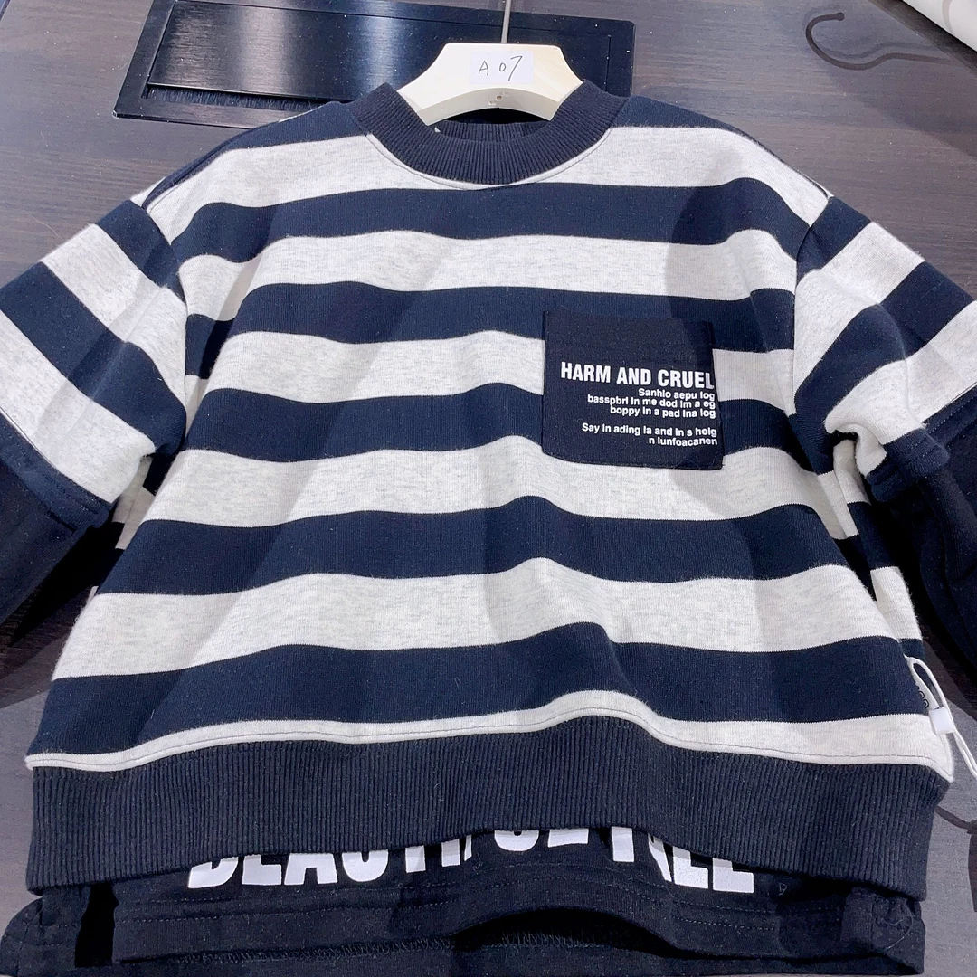 6606FTFX条子卫衣时尚休闲秋冬季一体绒长袖