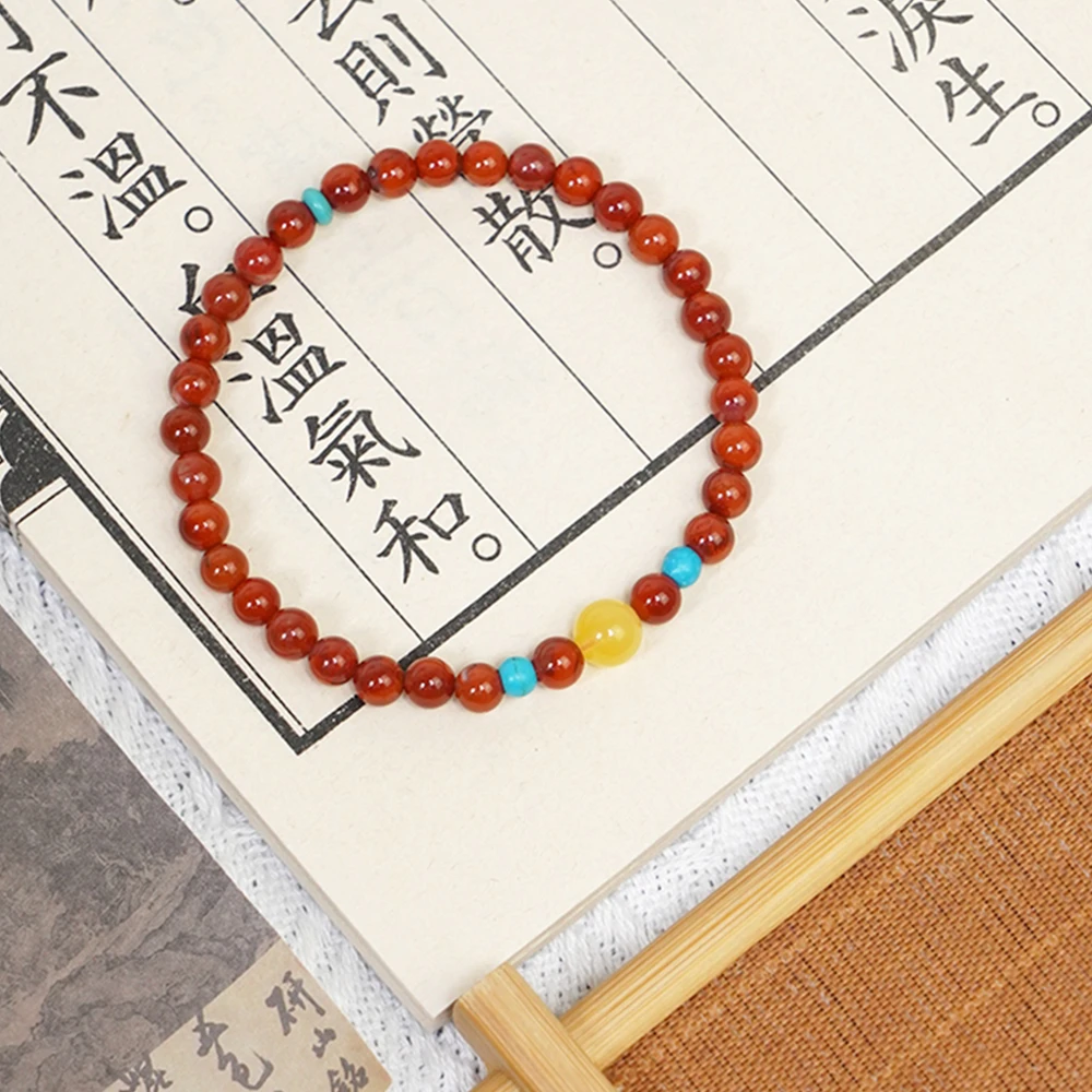 天然南红川料单圈蜜蜡轻奢时尚手串QF-A250