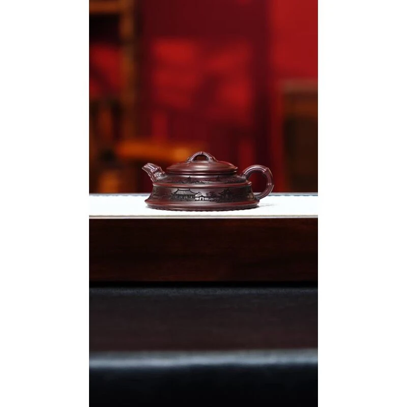 宜兴紫砂 竹鼓 龙山古乌泥 吴国政 h080