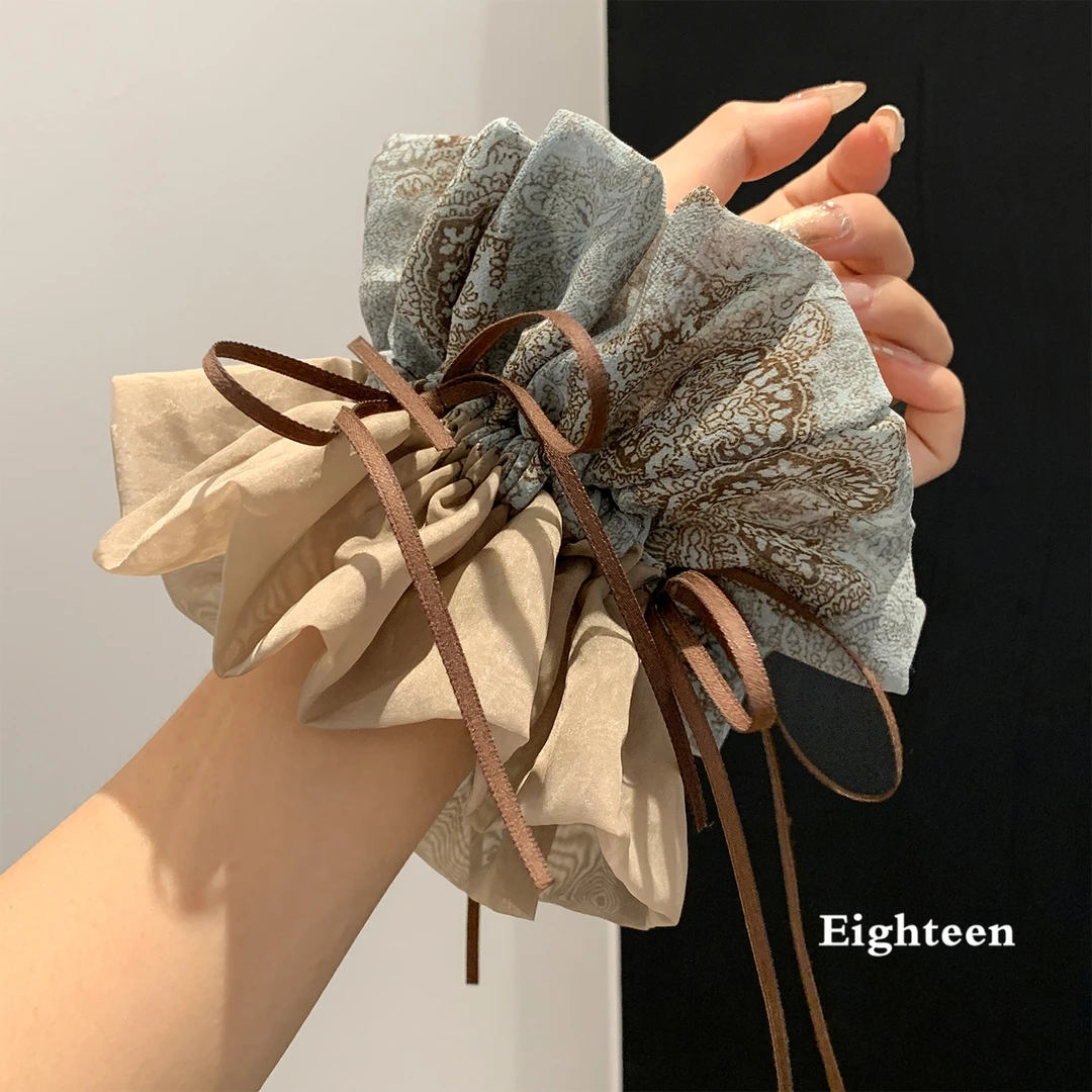 新中式双色蝴蝶结大肠发圈女高级感扎头发超大号复古发饰头绳新款