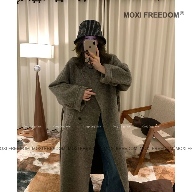 【人生大衣】高品质秋冬新款腰带款休闲中长款双面羊毛手缝大衣外套