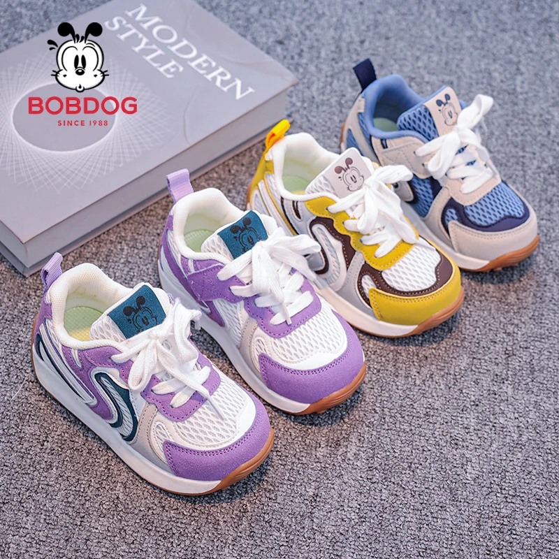 【JH】Bobdog/巴布豆童鞋儿童阿甘鞋2025秋季男女童休闲鞋皮面板鞋