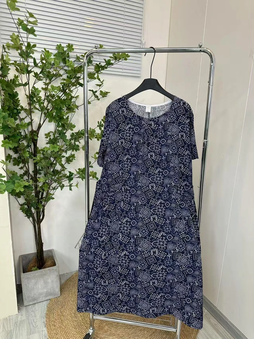 2025腰带款夏季绵绸人造棉连衣裙舒服凉快时尚百搭显瘦遮肉款女裙