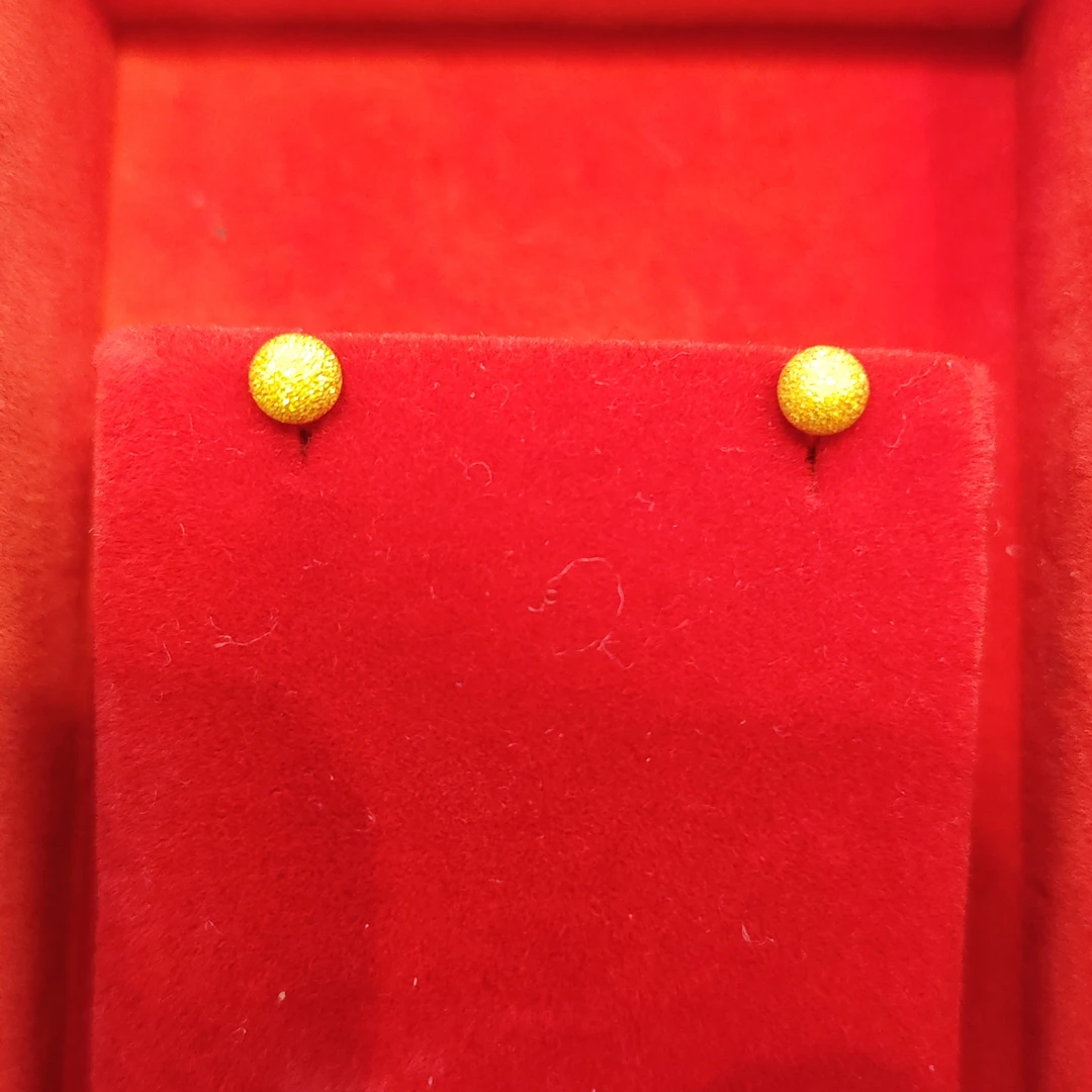 鳳凰金行 足金配件 足金耳钉磨砂豆豆 （啊华晚晚场）