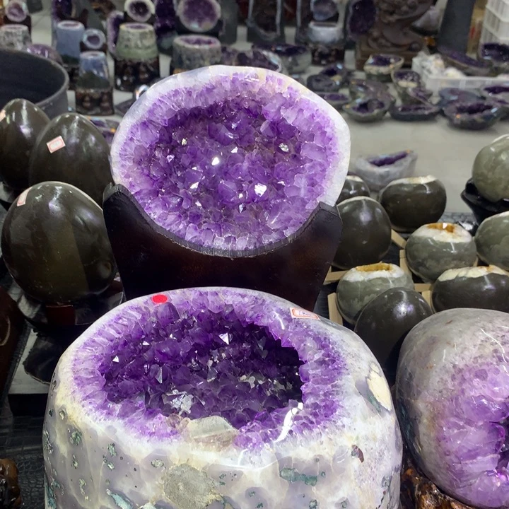 水晶福利奇石紫晶盆未镶嵌