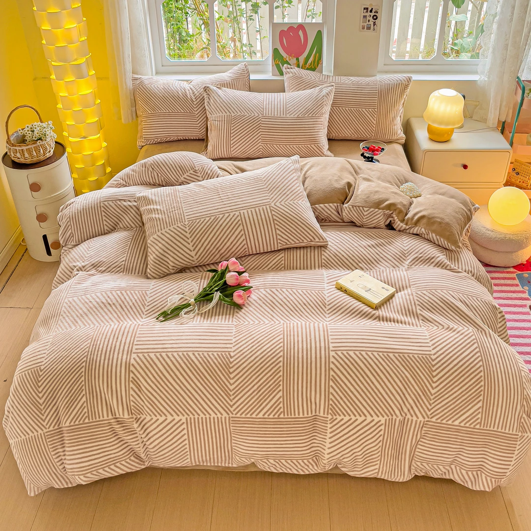 【沐梵家居】宠粉补贴！小清新牛奶绒卡通印花款冬季四件套-和风格