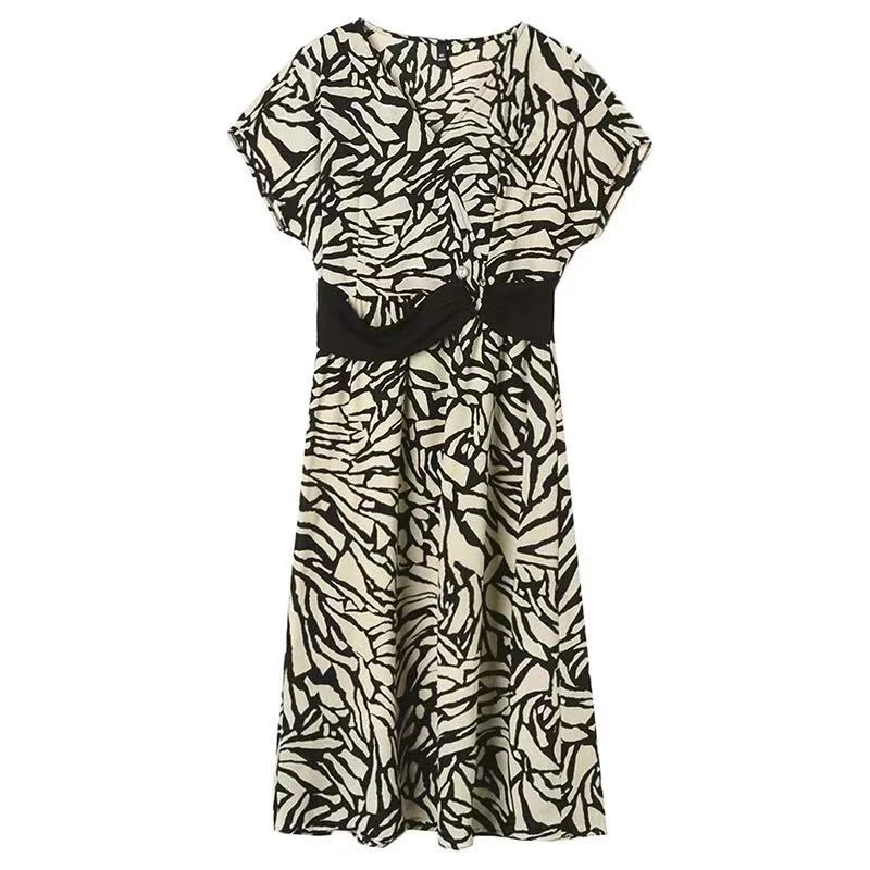 【JX0239气质裙】麦多多专属2025时尚百搭洋气夏季中长款连衣裙