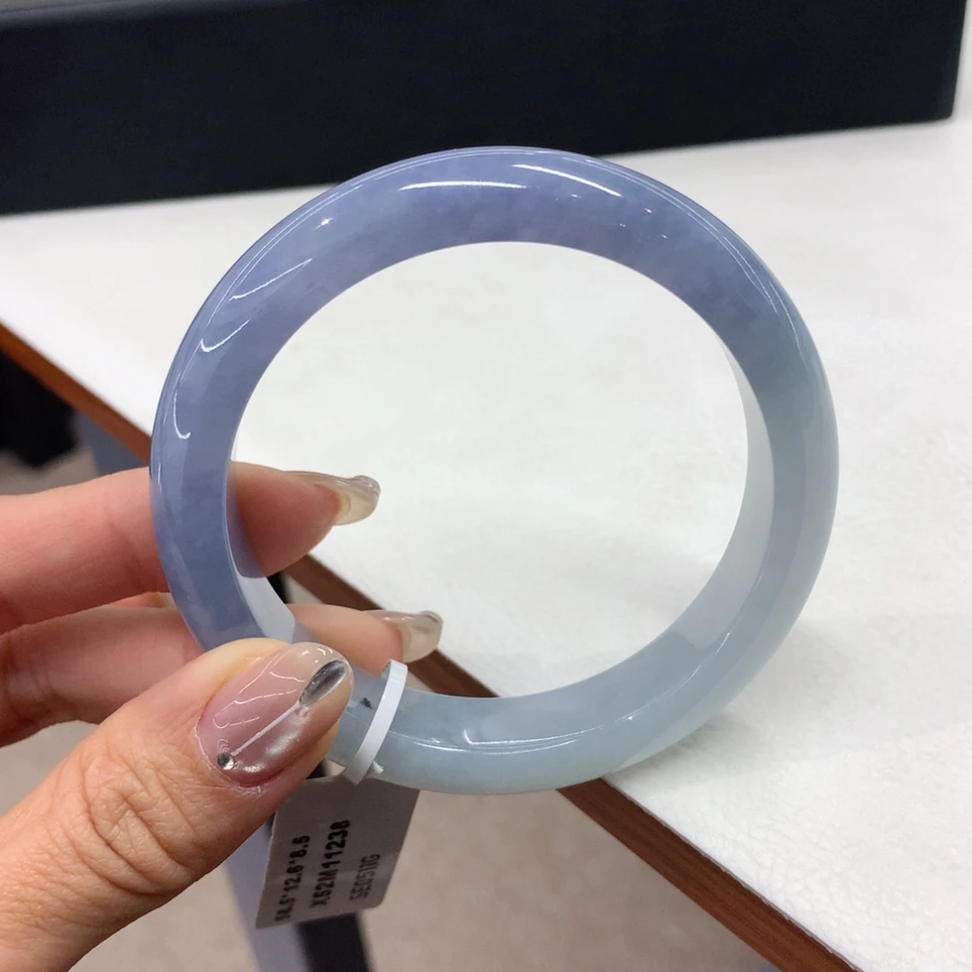 翡翠手镯未镶嵌缅甸翡翠手镯 浓紫正圈紫罗兰 蓝紫 起胶