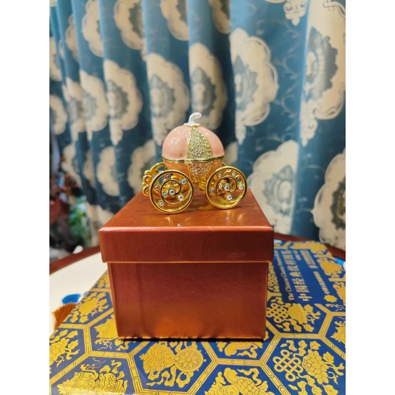 珐琅南瓜车（粉）首饰收纳盒摆件