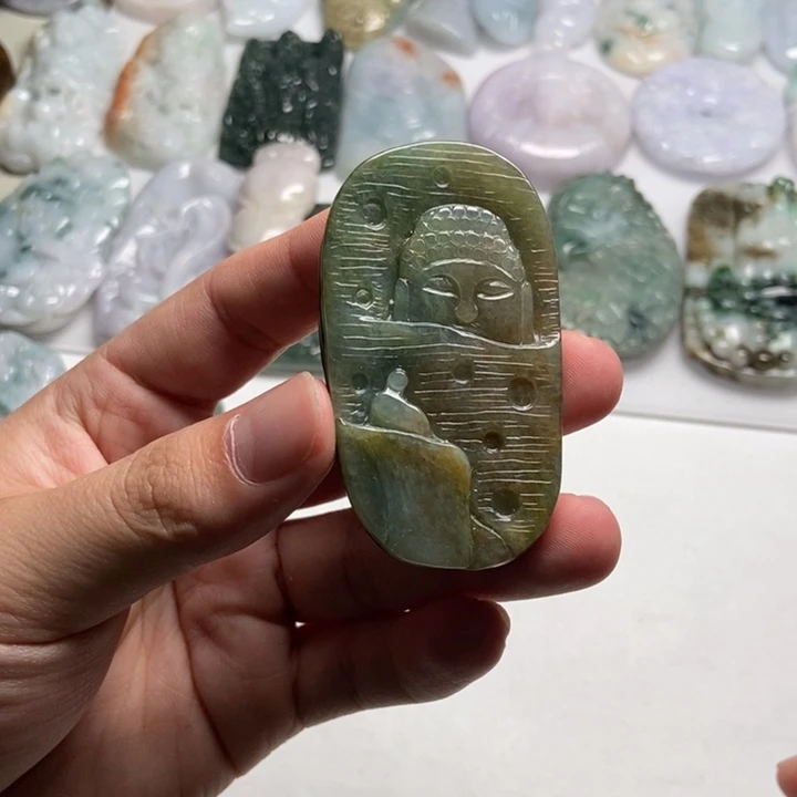 翡翠未镶嵌颈饰求佛问道34