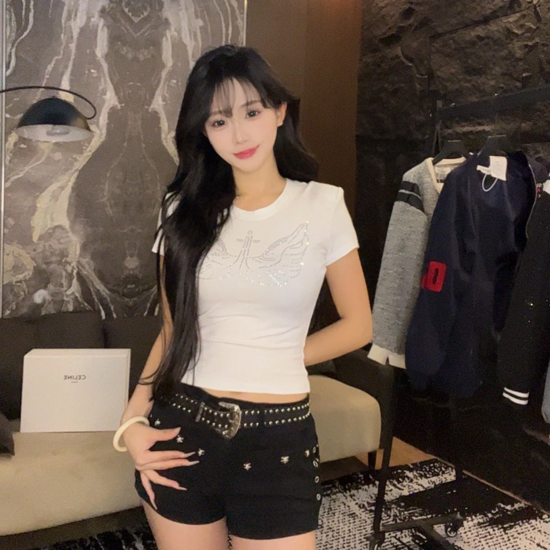天使之翼~烫钻修身半袖