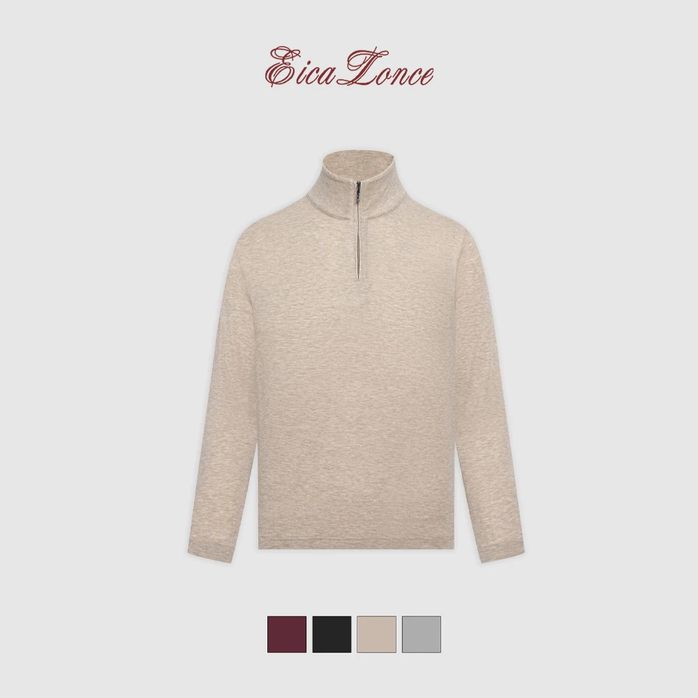 意卡伦萨「秋冬季新品」16微米绵羊毛针织衫拉链羊毛衫男SN80221