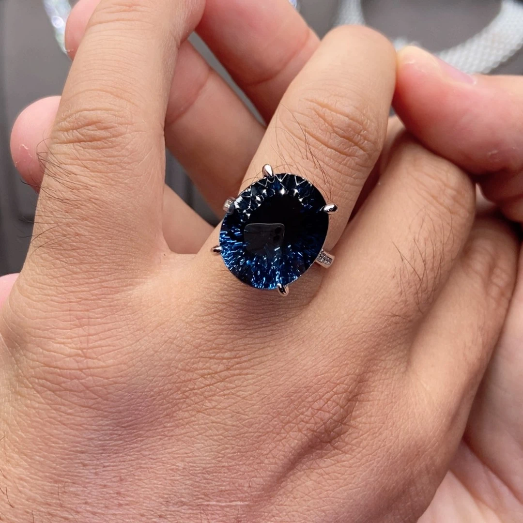 托帕石戒指银S925镶嵌依*