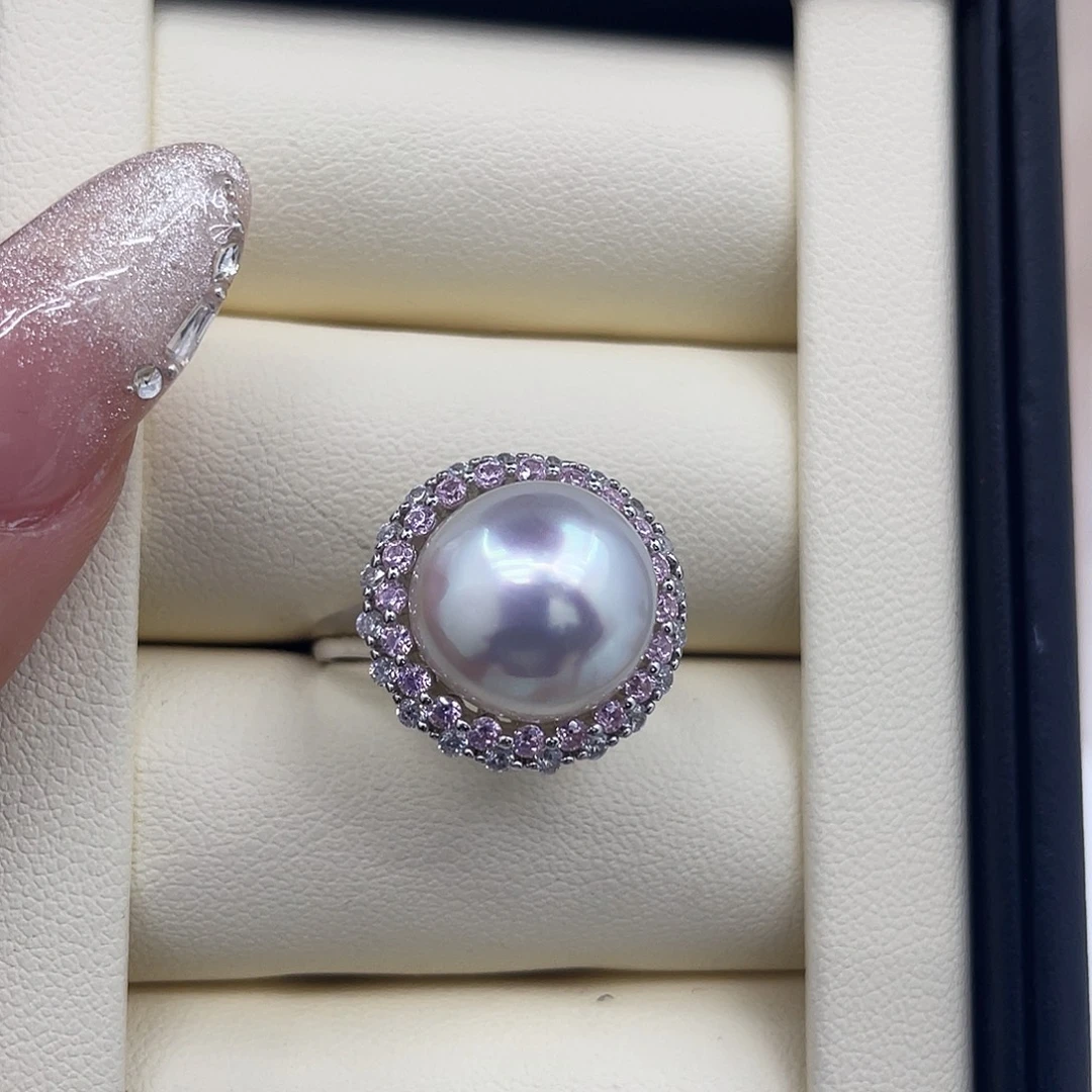 银S925镶嵌海水珍珠戒指