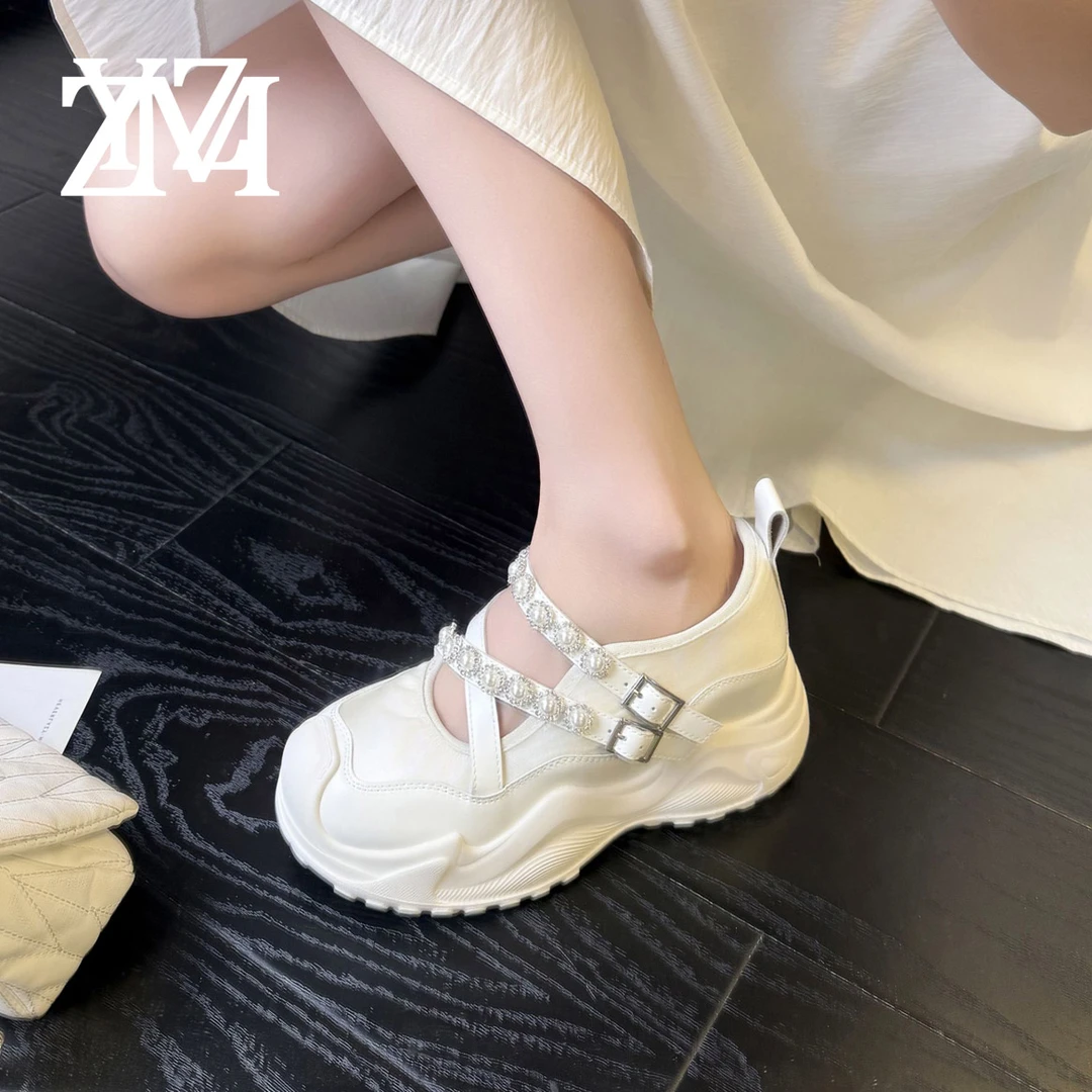 卓越名妆 增高8CM 2025夏季新款时尚休闲厚底内增高透气女鞋w779