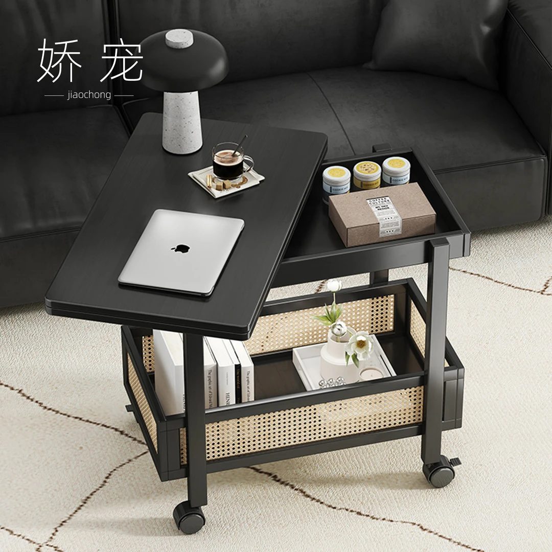 沙发边几家用简易小户型客厅可移动茶几现代简约小桌子双层设计感