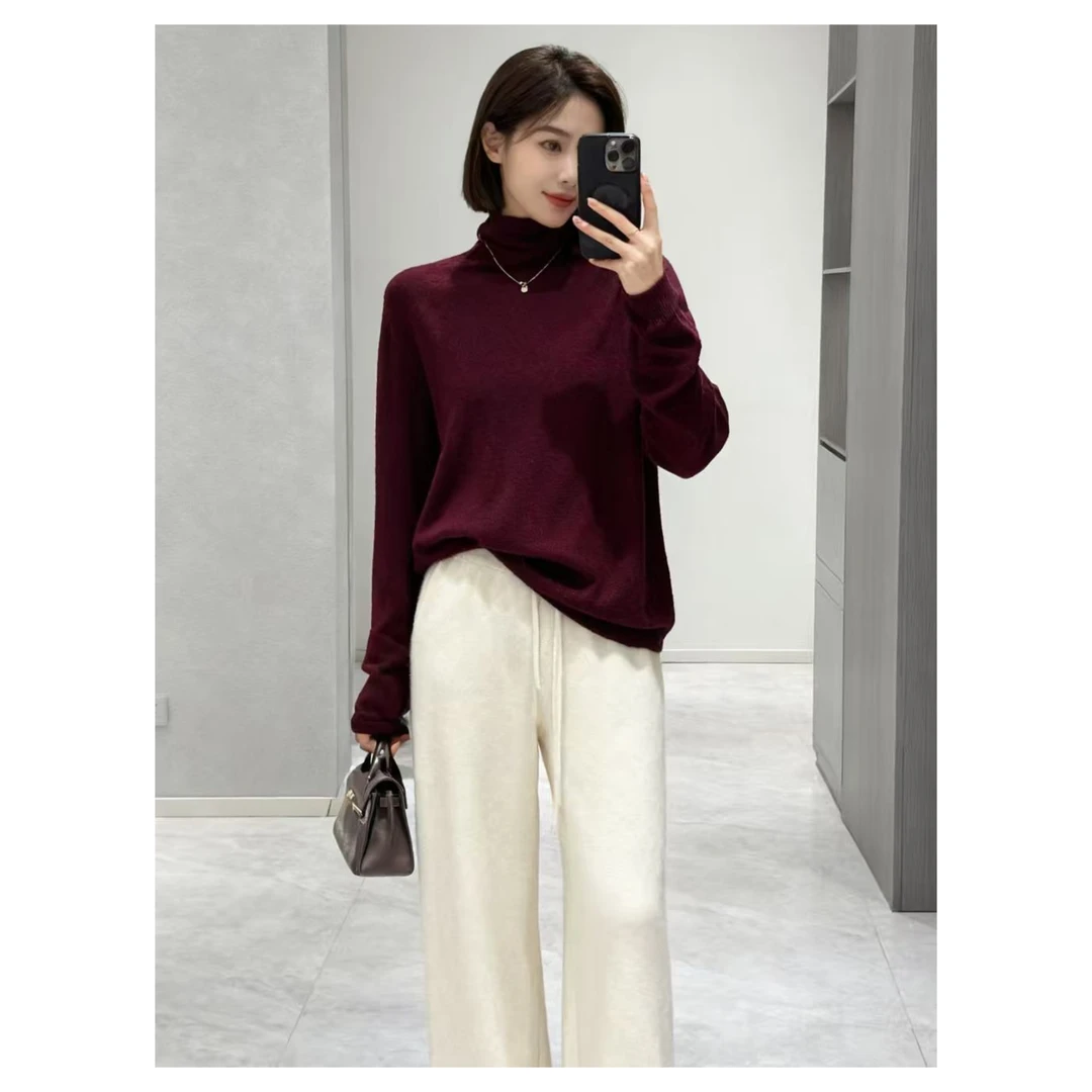 100小山羊绒~勿机洗！胸100-160长65温柔气质长袖针织上衣 4437