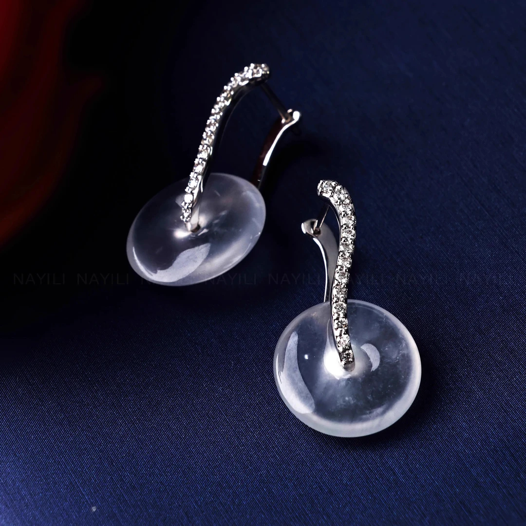 铜合金耳饰 曲线万能耳环镀18K空托平安扣diy耳饰女配件小众银色