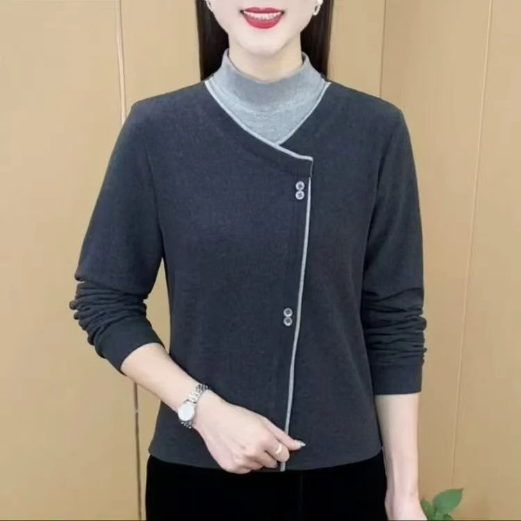 秋冬新品时尚精致德绒中年妈妈百搭保暖打底衫气质减龄显瘦女上衣