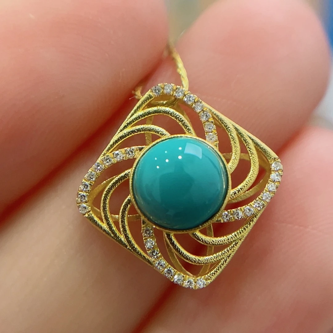 绿松石18K金镶嵌珠宝奇石