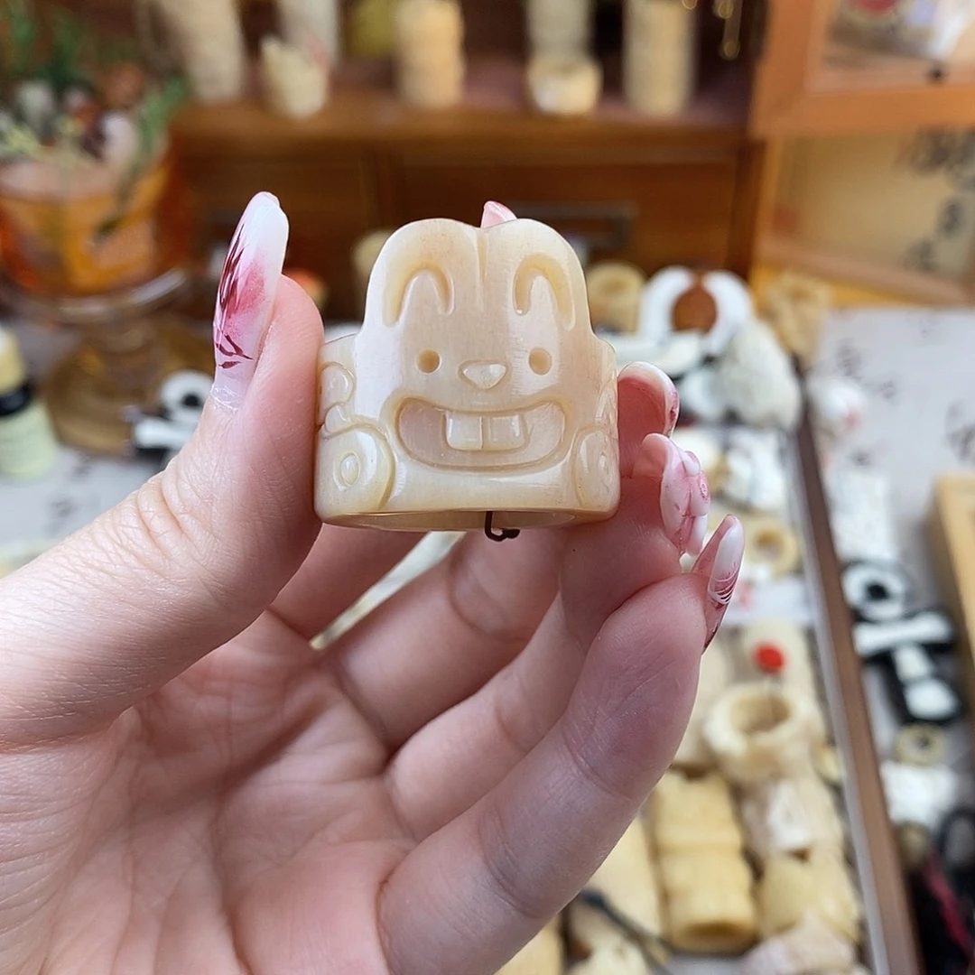 鹿骨把件恋*语M16马骨雕刻的兔子跑环20➕