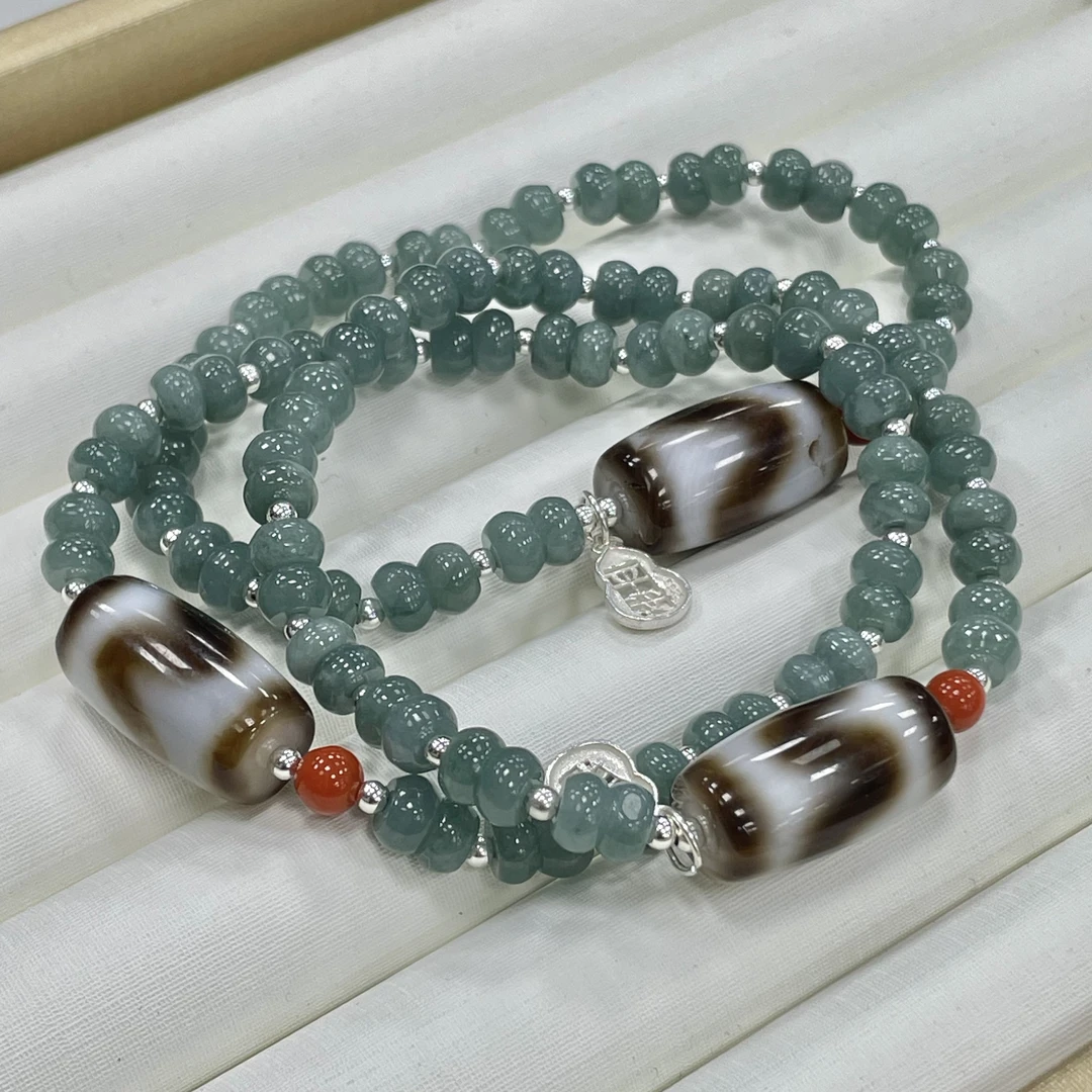 【书记甄选】天然原创蓝水翡翠手链 多样性发一件 约6mm CC3556