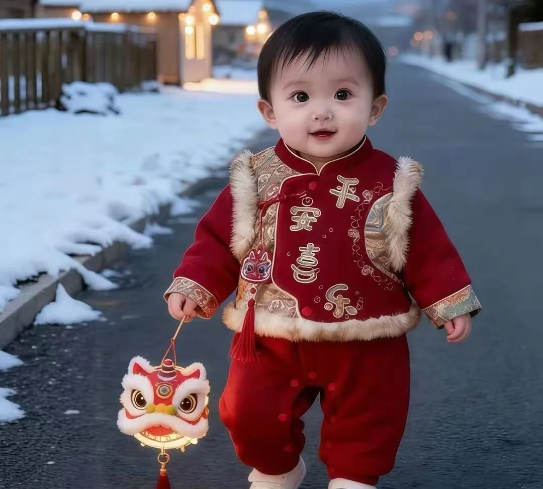 平安喜乐偏开马甲中厚棉哈衣两件套【跳跳糖】