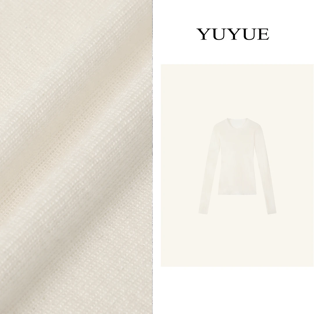 【禾呈】时尚百搭圆领长袖针织衫气质修身显瘦收腰上衣81213