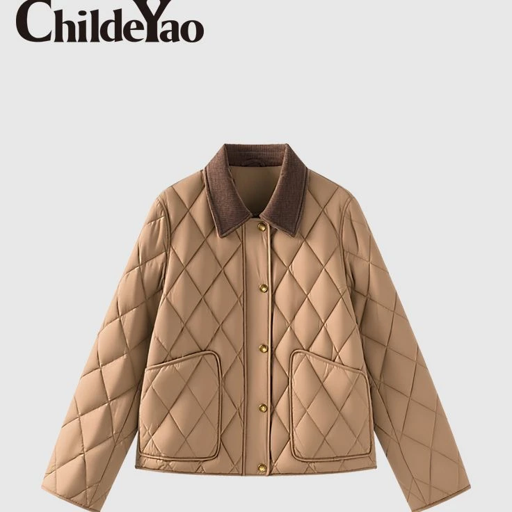 【90鹅绒】冬季新款羽绒服复古翻领保暖外套女CYC58365
