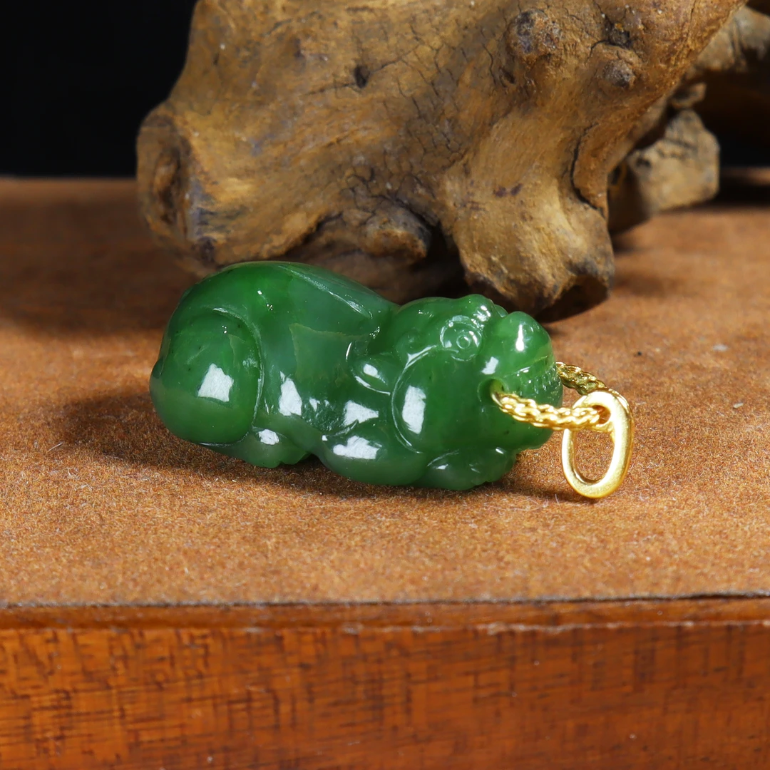 【双十一大促】 S925银丨和田玉碧玉貔貅吊坠（35尺寸）多样性发一