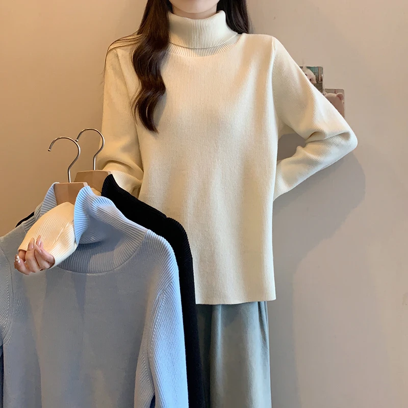 2025秋冬新款胖mm大码女慵懒风高领打底软糯针织毛衣上衣71749