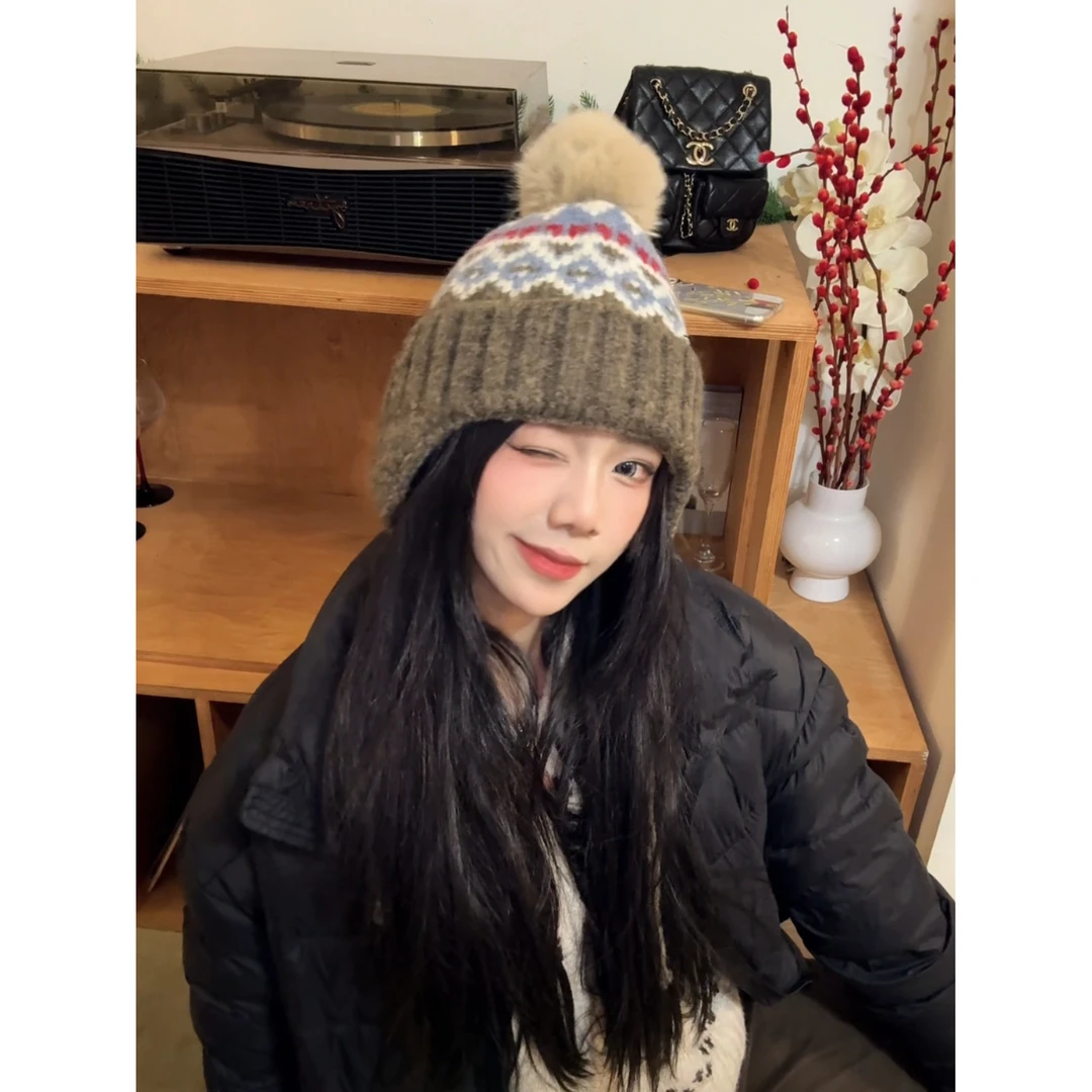 冬季复古韩版保暖毛线渔夫帽女显脸小百搭时尚潮流帽