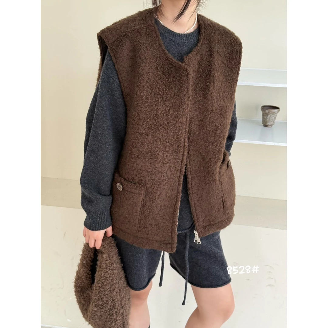 【南油玲姐】咖色厚马甲外套8528